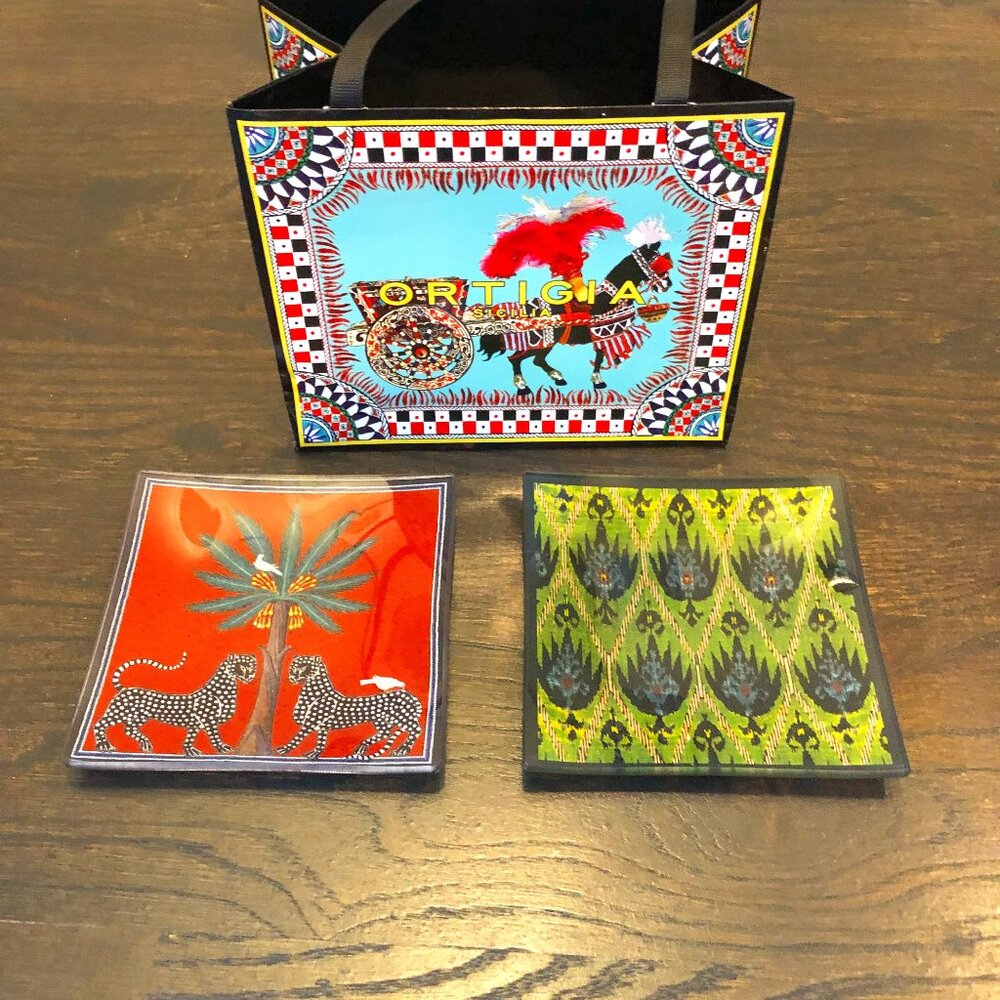 Ortigia - Two (2) Glass Soap Dishes - NEW